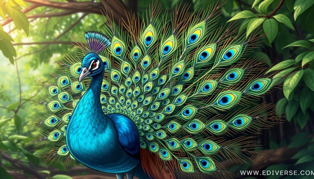 peacock tail feathers attract attention