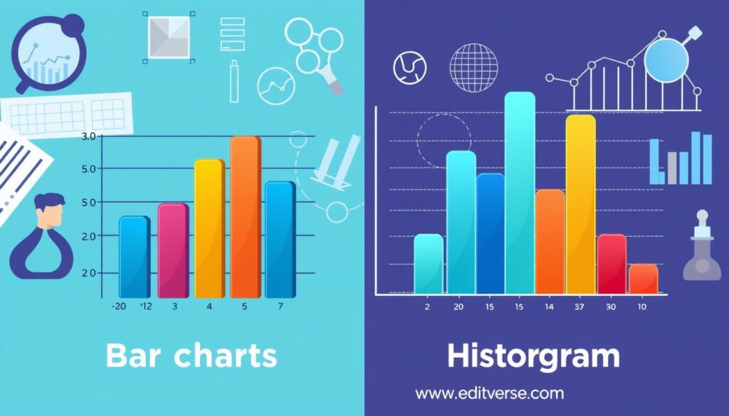 bar charts, histograms, data comparison