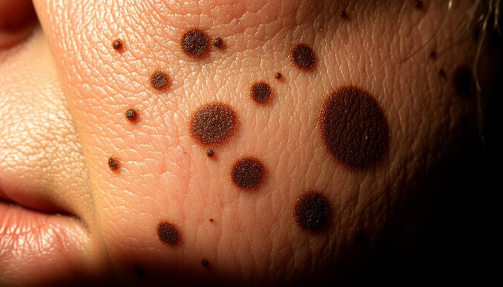 liver spots solar lentigines UV accumulation