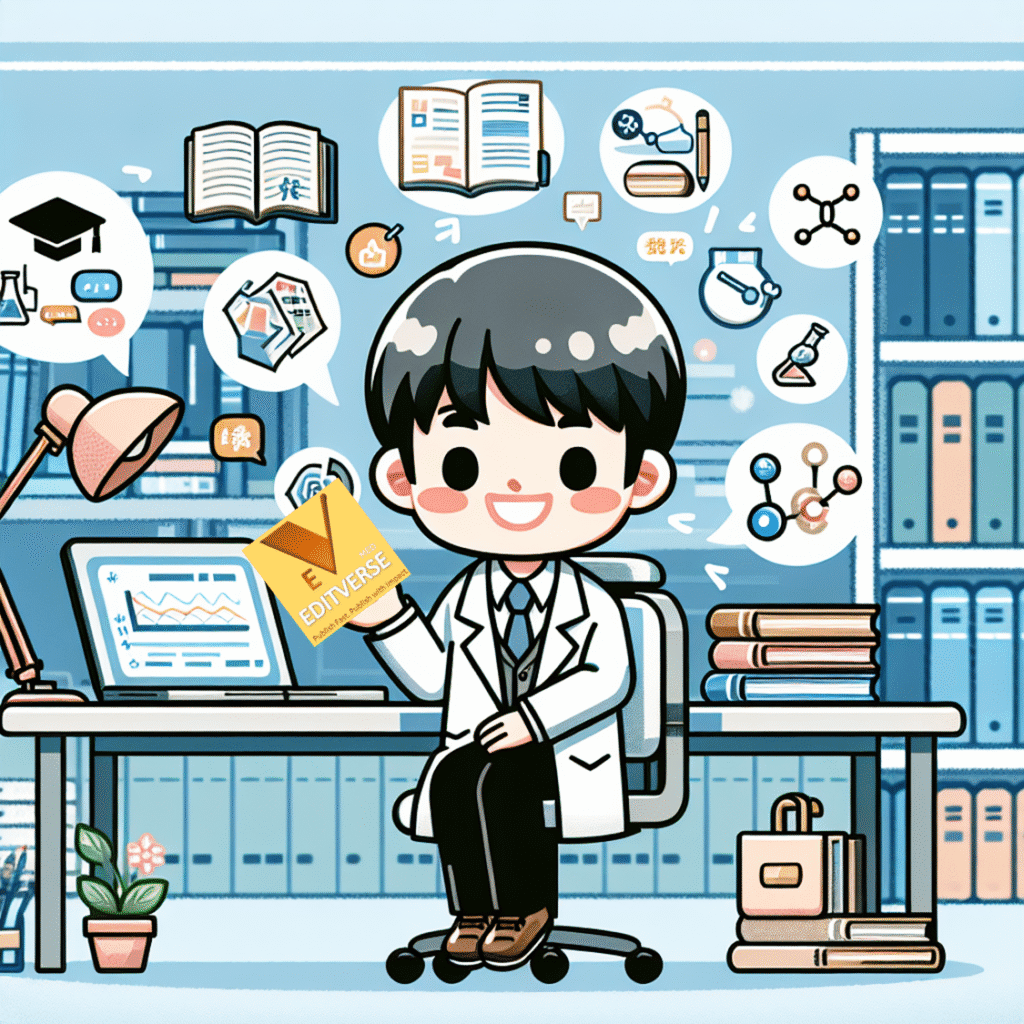 日本の研究者向け学術論文執筆支援サービスのカートゥーンイラスト