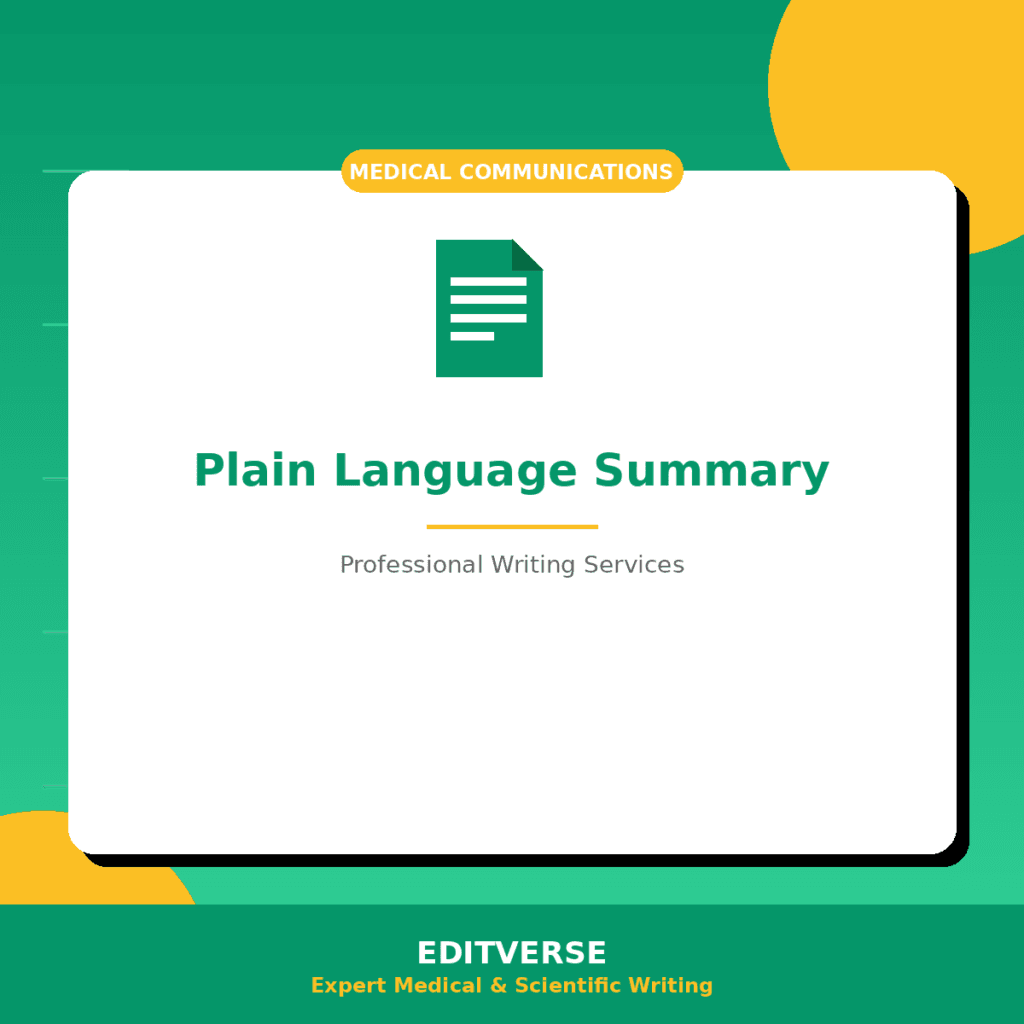 Plain Language Summary (EU CTR/Journal) — Editverse · Medical Communications