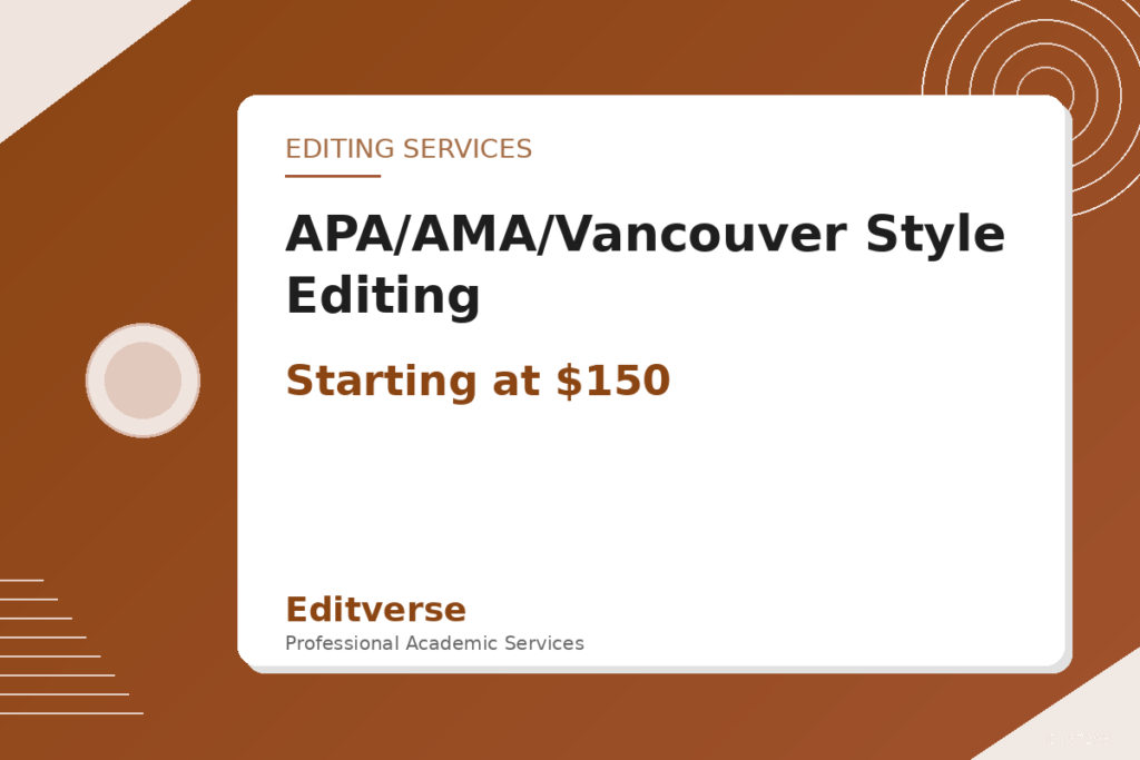 APA/AMA/Vancouver Style Editing — Editverse · Mga Serbisyo sa Pag-edit