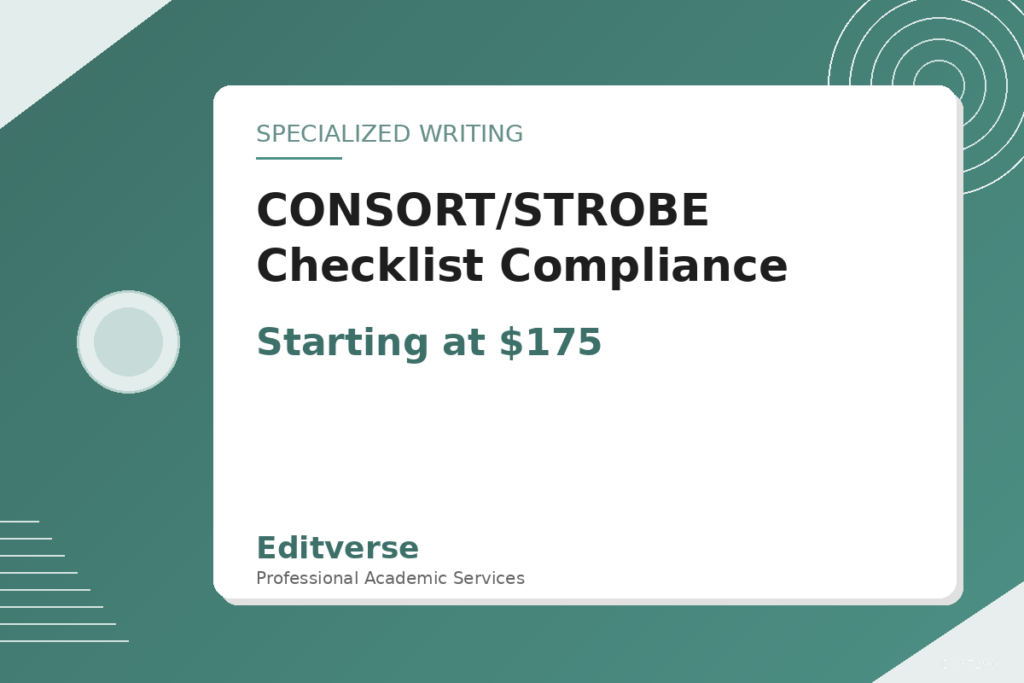 Editverse CONSORT and STROBE checklist compliance service, starting at $175