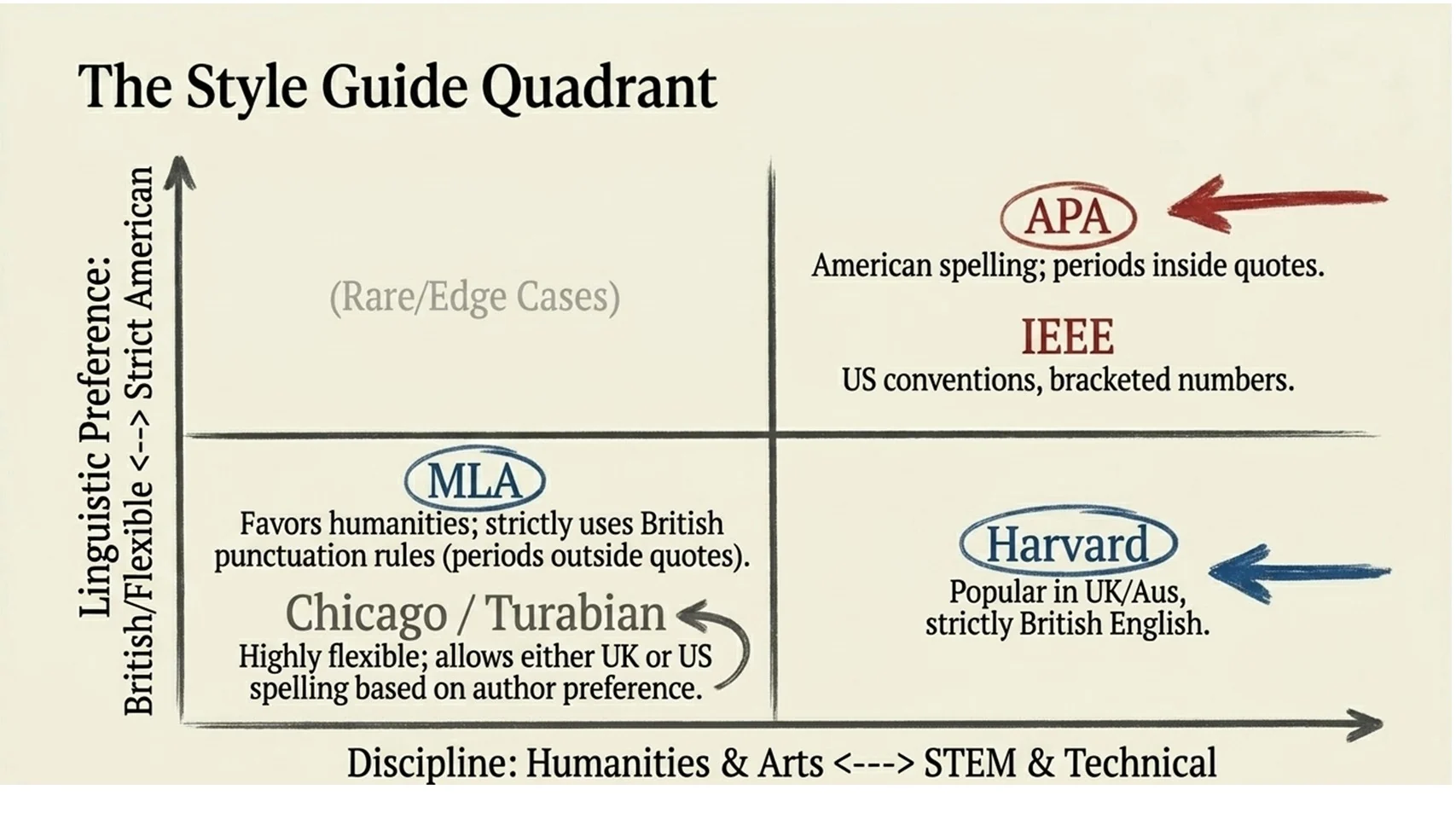 The four pillars of British vs American English divergence: orthography (spelling), syntax (punctuation), mechanics (grammar) and lexicon (terminology)