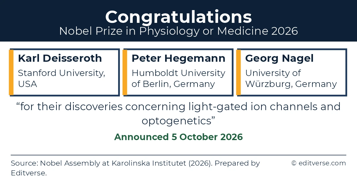 Premio Nobel 2026 de Fisiología o Medicina: Karl Deisseroth, Peter Hegemann y Georg Nagel, por optogenética.
